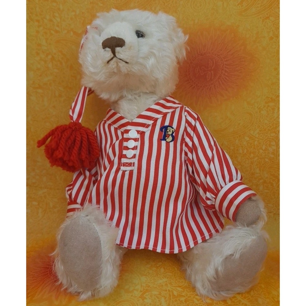 The‎ Bialosky Treasury Bear "Charlie" Vintage 1996 Red White Striped Shirt Cap